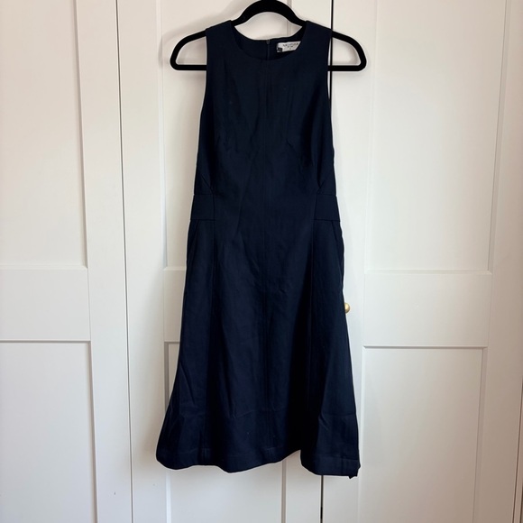 M.M.Lafleur Navy Estela A-Line Sleeveless Dress Everyday Twill | 4 - Picture 9 of 9